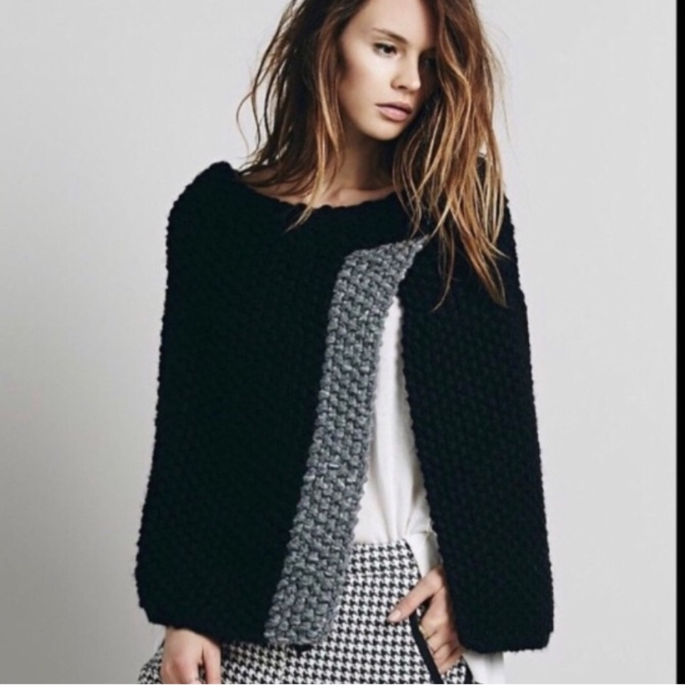 Free People Chunky Nubby Knit Cape